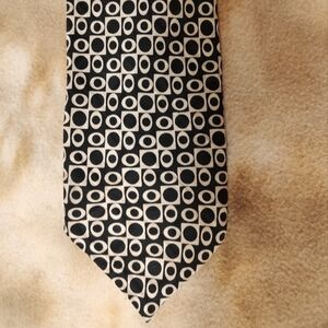 RETRO BROWN and CREAM GEOMETRIC SILK TIE MADE in ITALY by AVANZINI 4"